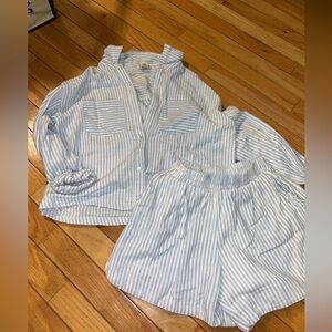 blue striped matching set xs